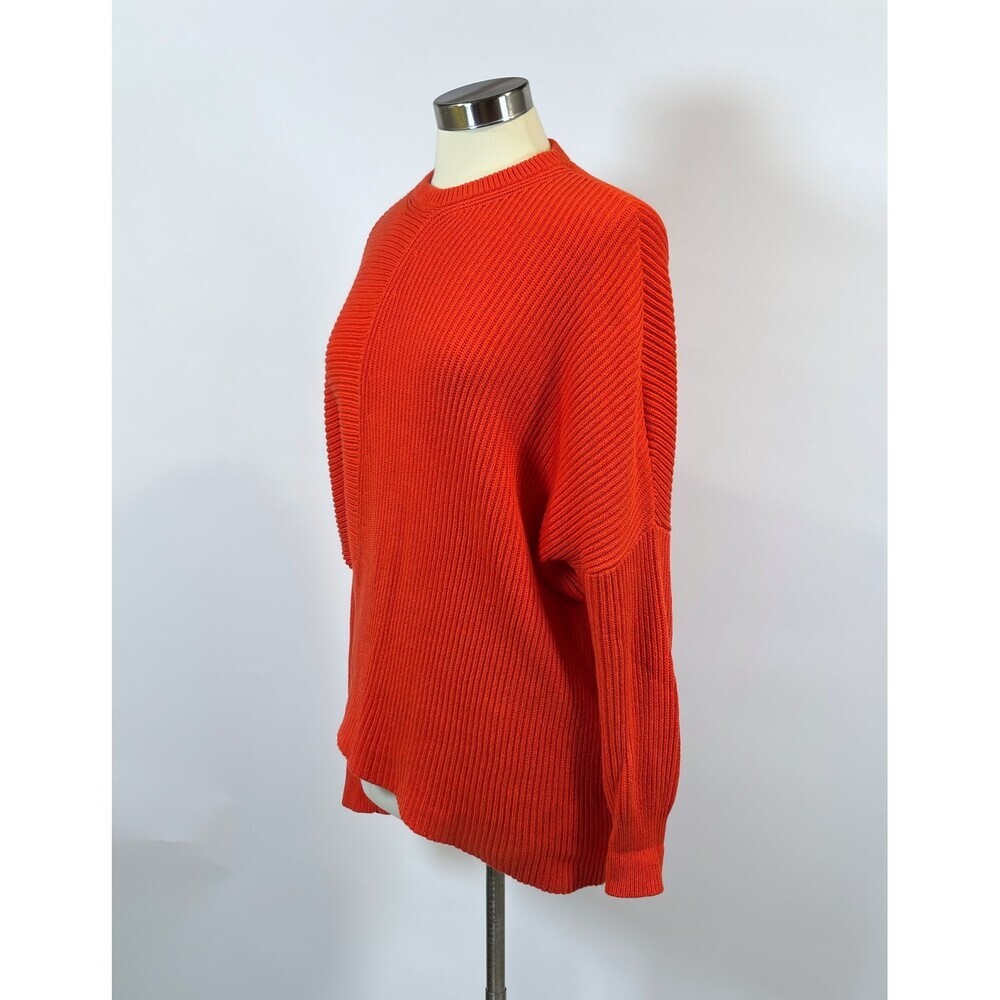 Free People Downtown Asymmetrical Hem Sweater Coral Red Knit - Small - Picture 2 of 7